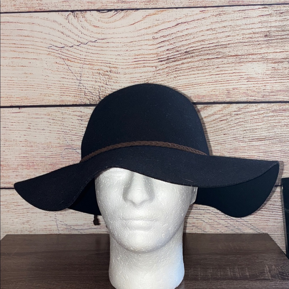 Vintage Cost Plus World Market Black Floppy  Wool Hat 22”